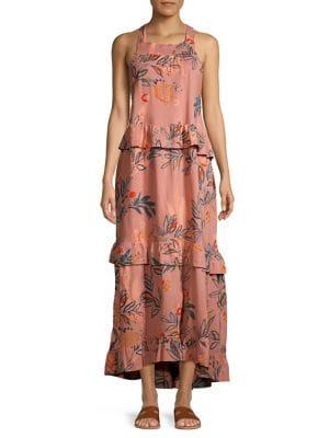 Free People Printed Tiered Ruffle Maxi Dress