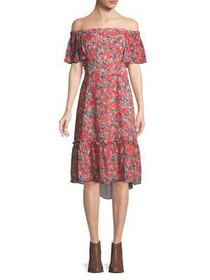 Adelyn Rae Printed Off-the-shoulder Dress