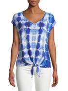 Lord & Taylor Petite Tie-dye Front-tie Top