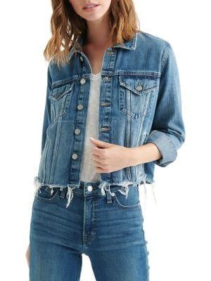 Lucky Brand Frayed-hem Denim Jacket