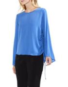 Vince Camuto Side Drawstring Textured Bell-sleeve Blouse