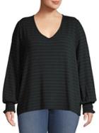 Lord & Taylor Plus Striped Pullover