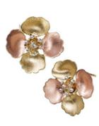 Lord & Taylor Tri-tone 14k Gold Floral Button Earrings