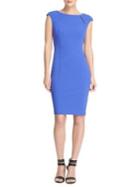 Donna Karan Zip Shoulder Cap Sleeve Sheath Dress