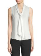 Calvin Klein Petite Studded Tie Neck Blouse