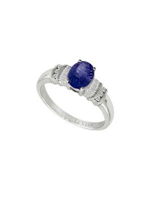 Levian Diamond, Tanzanite And 14k White Gold Faceted Solitaire Ring