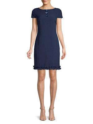 Karl Lagerfeld Paris Ruffle Crepe Sheath Dress