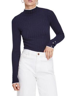 Miss Selfridge Funnel Neck Popper Knitted Top