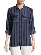 Michael Michael Kors Petite Stripe Printed Button-down Shirt