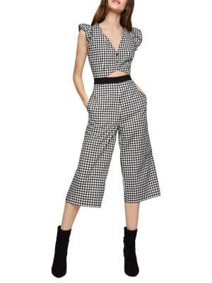 Bcbgeneration Gingham Cropped Culotte Jumpsuit