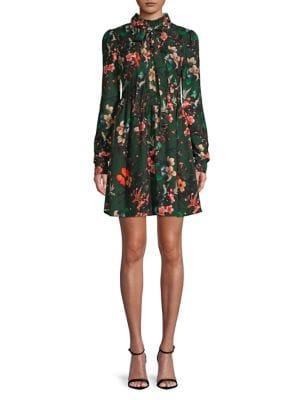 Caara Vintage Floral Long-sleeve Dress