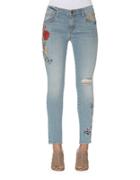 Driftwood Marilyn Knee Destructed Embroidered Skinny Jeans