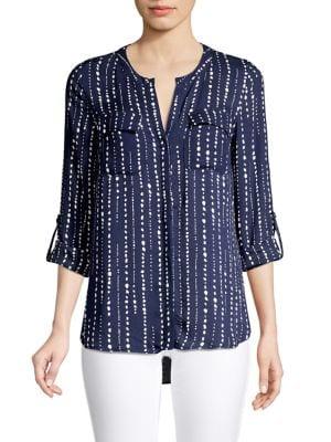 Daniel Rainn Printed Split Neck Top