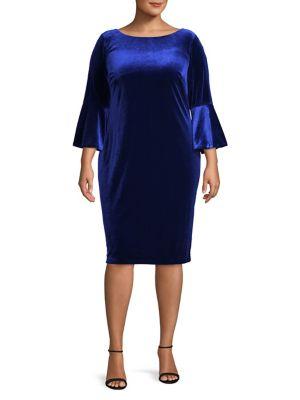 Calvin Klein Plus Bell-sleeve Velvet Dress