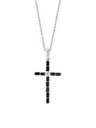 Effy 14k White Gold, White & Black Diamond Cross Pendant Necklace