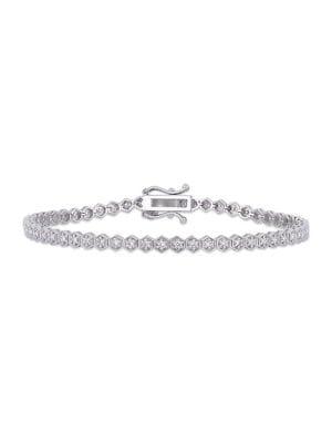 Sonatina 14k White Gold & Diamond Beaded Tennis Bracelet
