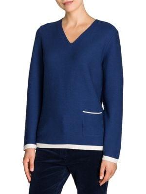 Olsen Contrast Trim V-neck Sweater