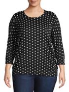 Lord & Taylor Plus Three-quarter Sleeve Dotted Top