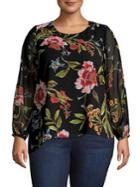Rachel Rachel Roy Plus Floral-print Long-sleeve Top