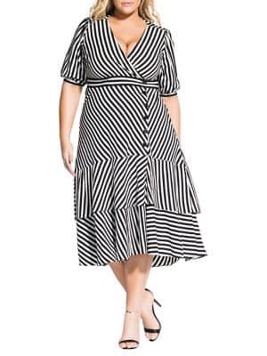 City Chic Plus Stripe Delight Dress