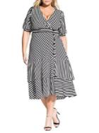 City Chic Plus Stripe Delight Dress