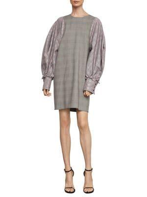 Bcbgmaxazria Balloon-sleeve Houndstooth Dress