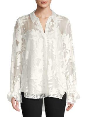 Elie Tahari Floral Button Blouse