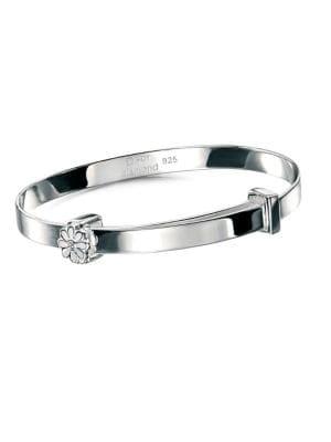 D For Diamond Sterling Silver & Diamond White Daisy Christening Slider Bangle