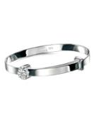 D For Diamond Sterling Silver & Diamond White Daisy Christening Slider Bangle