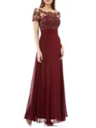 Js Collections Embroidered Illusion Gown