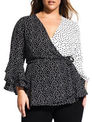 City Chic Plus Double Spot Wrap Top