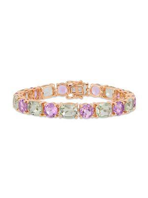 Sonatina Green Amethyst & Rose De France Mosaic Tennis Bracelet