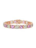 Sonatina Green Amethyst & Rose De France Mosaic Tennis Bracelet