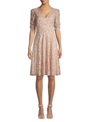 Eliza J Lace Cotton Blend Fit-&-flare Dress