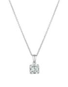 Crislu Royal Asscher Cut Crystal, Sterling Silver And Pure Platinum Pendant Necklace