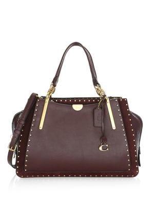 Coach Dreamer Rivet Trim Leather Top Handle Bag