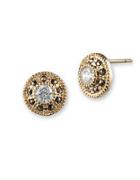 Judith Jack Sterling Silver, Cubic Zirconia And Marcasite Button Stud Earrings