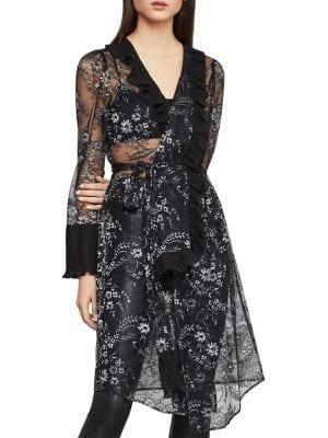 Bcbgmaxazria Sheer Embroidered Wrap Top