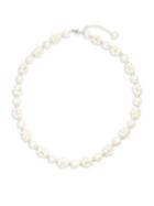 Lord & Taylor 925 Sterling Silver, 8.5mm And 4.5mm White Pearl Necklace