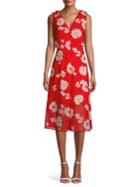 Vince Camuto Floral Chiffon Shoulder-tie Midi Dress