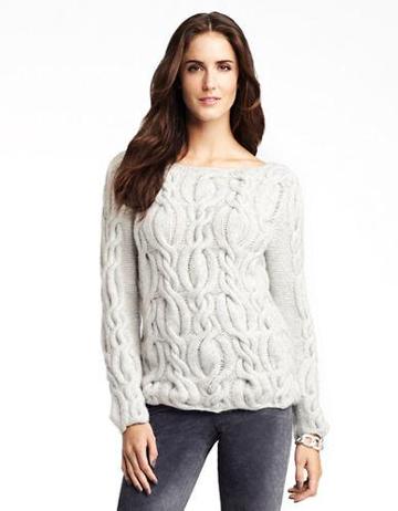 Black Brown 1826 Cashmere Hand Knit Cable Knit Pullover Sweater