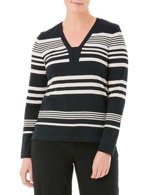 Olsen Two-tone Striped Pullover