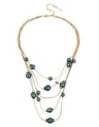 Kenneth Cole New York Gold Diamond, Black Diamond And Peacock Pearl Multi-strands Necklace