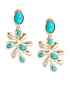 Oscar De La Renta Stone-accented Coral Drop Earrings