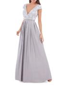 Js Collections Jacquard Pleated Gown