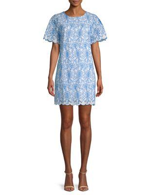 Laundry By Shelli Segal Embroidered Eyelet Cotton Shift Dress