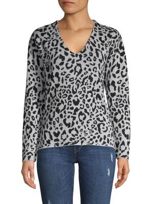 Jones New York Leopard-print Cotton & Wool-blend Top