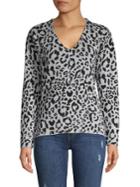 Jones New York Leopard-print Cotton & Wool-blend Top