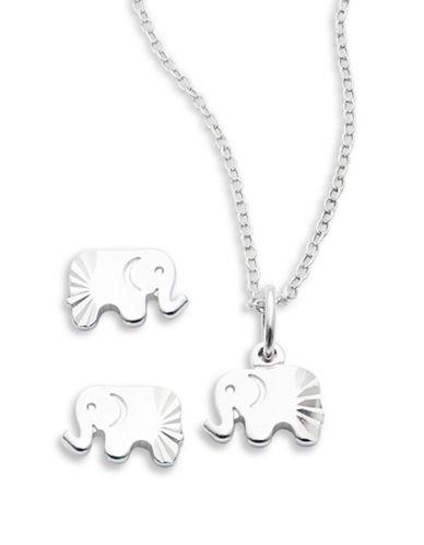 Lord & Taylor Sterling Silver Elephant Earring And Necklace Set