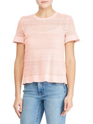 Lauren Ralph Lauren Petite Ruffle-trim Knit Top